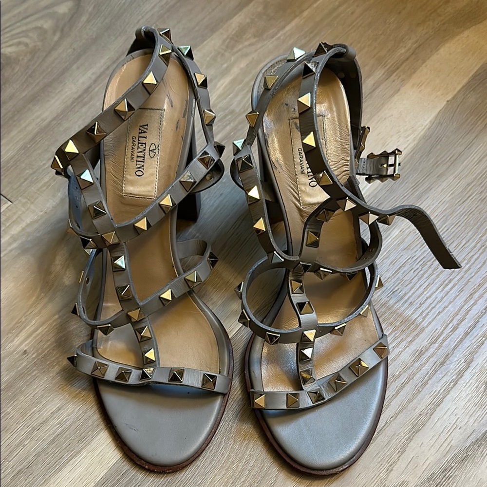 Valentino Gray Studded Women's Sandals
